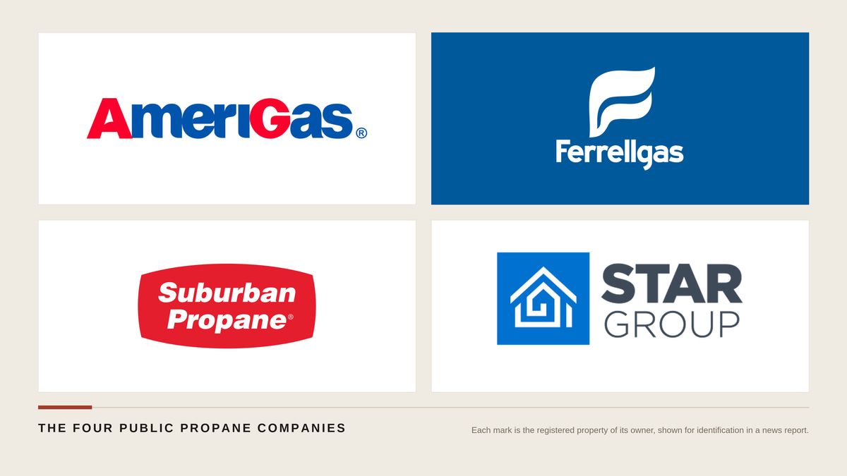 Official marks of AmeriGas, Ferrellgas, Suburban Propane, and Star Group, shown nominatively to identify the four public companies whose SEC filings this news report covers. Each mark remains the registered property of its owner; no endorsement implied.