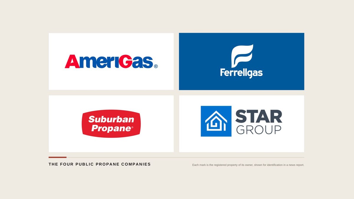 Official marks of AmeriGas, Ferrellgas, Suburban Propane, and Star Group, shown nominatively to identify the four public companies whose SEC filings this news report covers. Each mark remains the registered property of its owner; no endorsement implied.